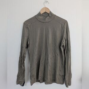 Ibex 100% Merino Zque Turtleneck Long Sleeve Top olive green taupe tan grey XL
